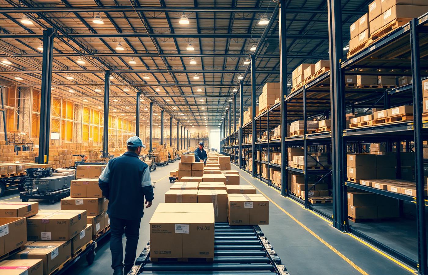 Parcels being sorted inside a Netta Logistics hub warehouse